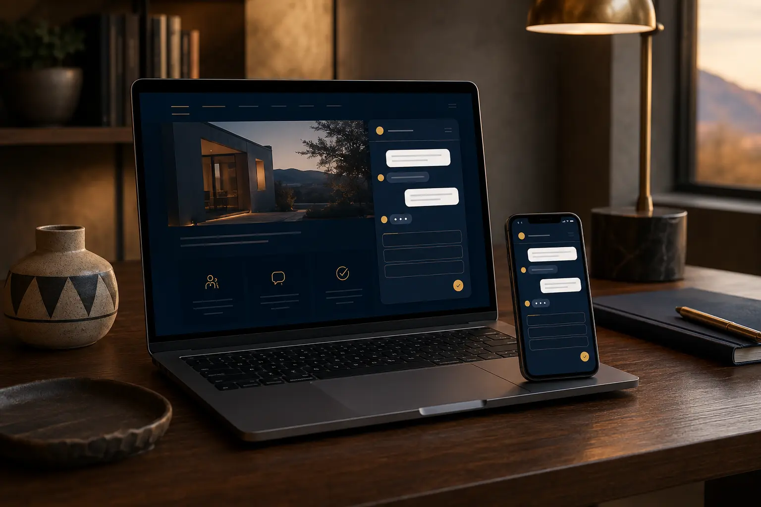 A practical website lead assistant displayed on a laptop and phone