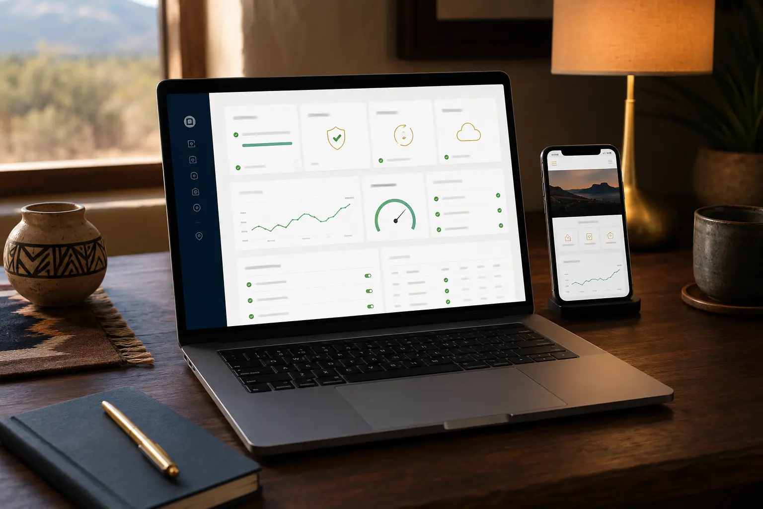 Website health, security, backup, update, and performance indicators